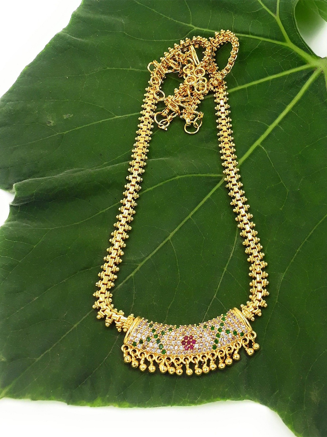 

Anujeet Fashion Hub Gold Plated AD Studded Dollar Chain
