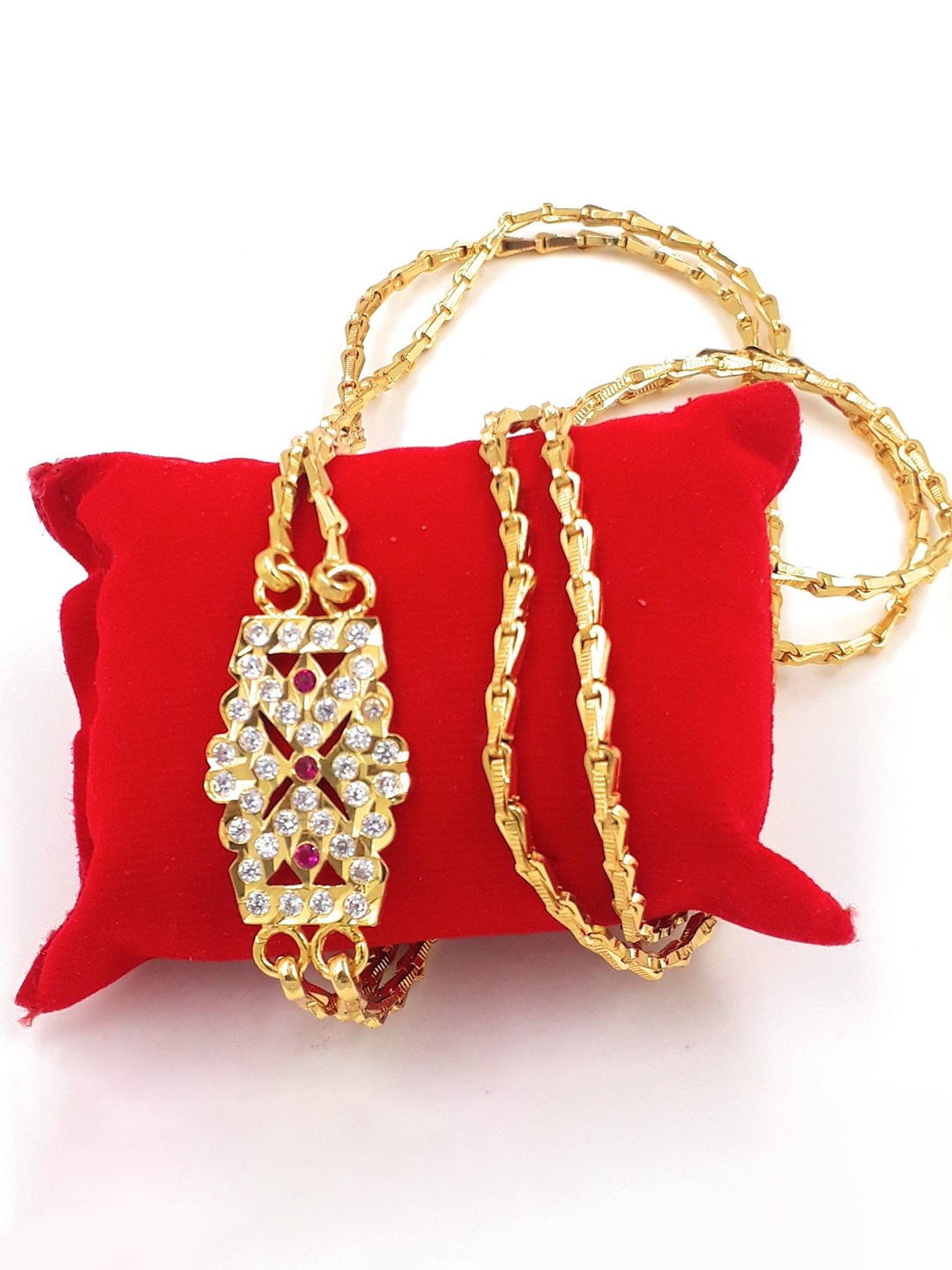 

Anujeet Fashion Hub Gold Plated AD Studded Mop Chain