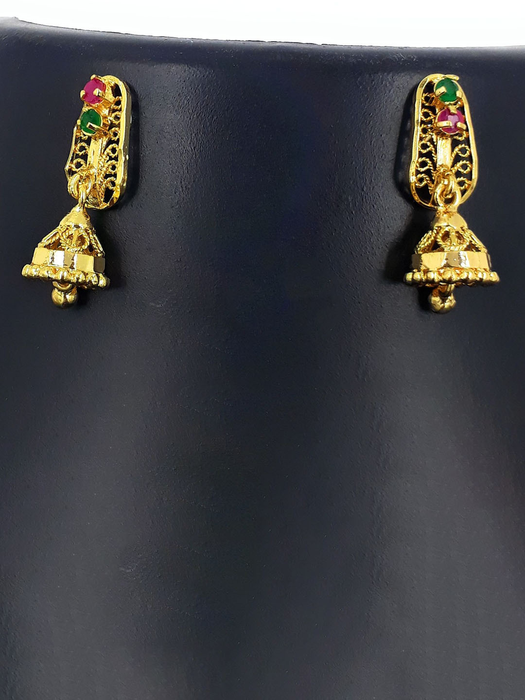

Anujeet Fashion Hub Gold-Plated American Diamond Studded Contemporary Jhumkas