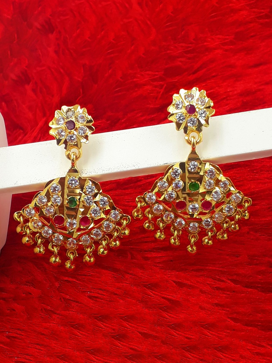 

Anujeet Fashion Hub Gold Plated AD Studded Drop Earrings