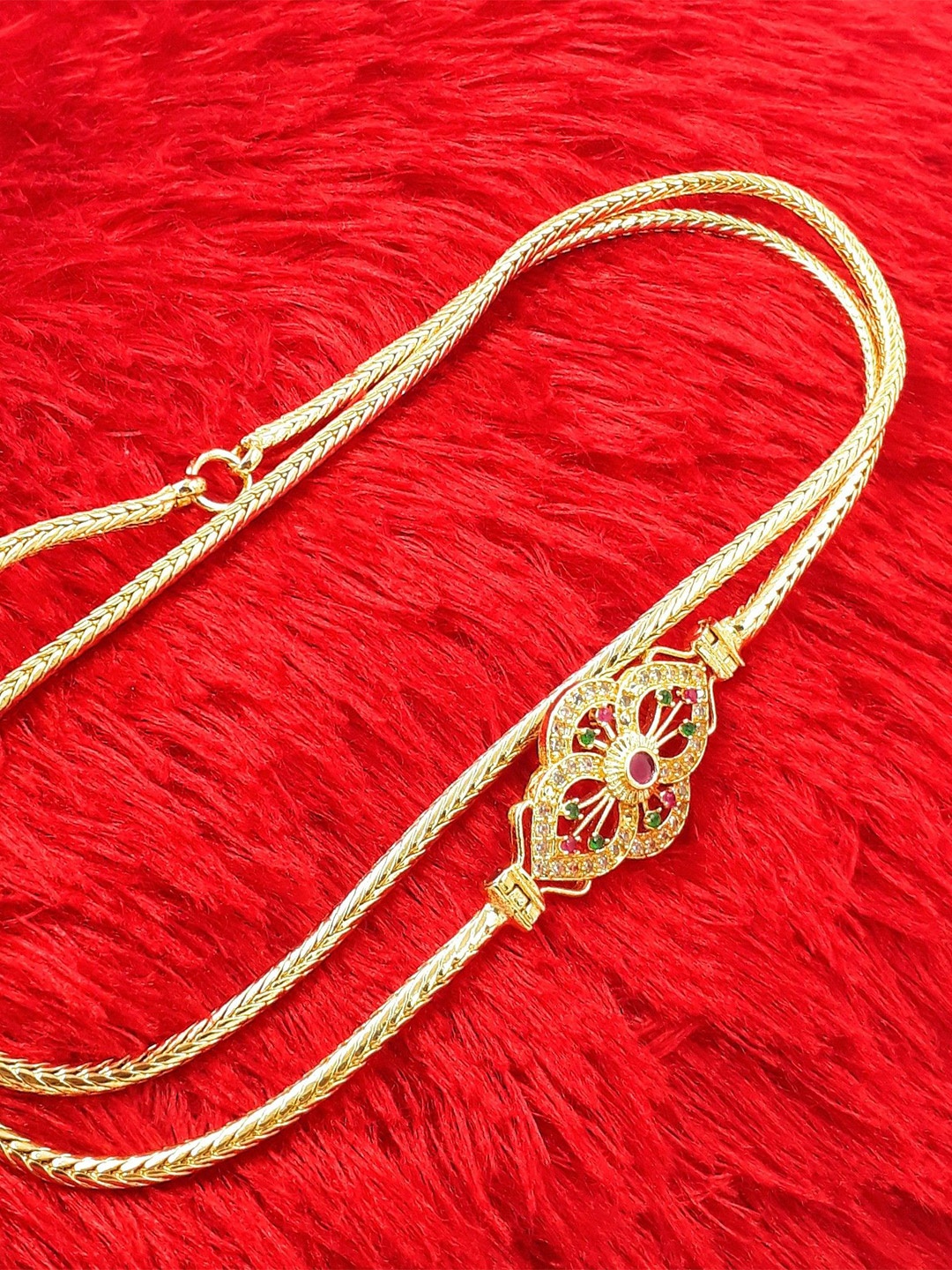 

Anujeet Fashion Hub Gold-Plated Artificial Stone Studded Minimal Chain