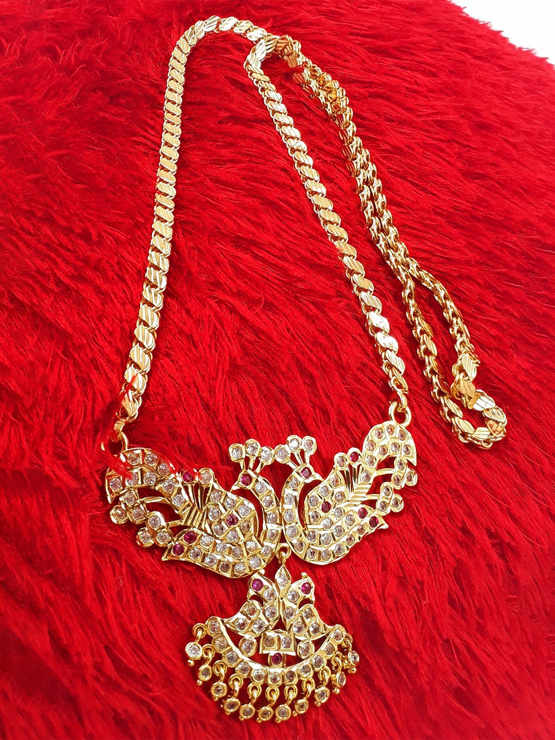 

Anujeet Fashion Hub Gold-Plated American Diamond Studded Necklace