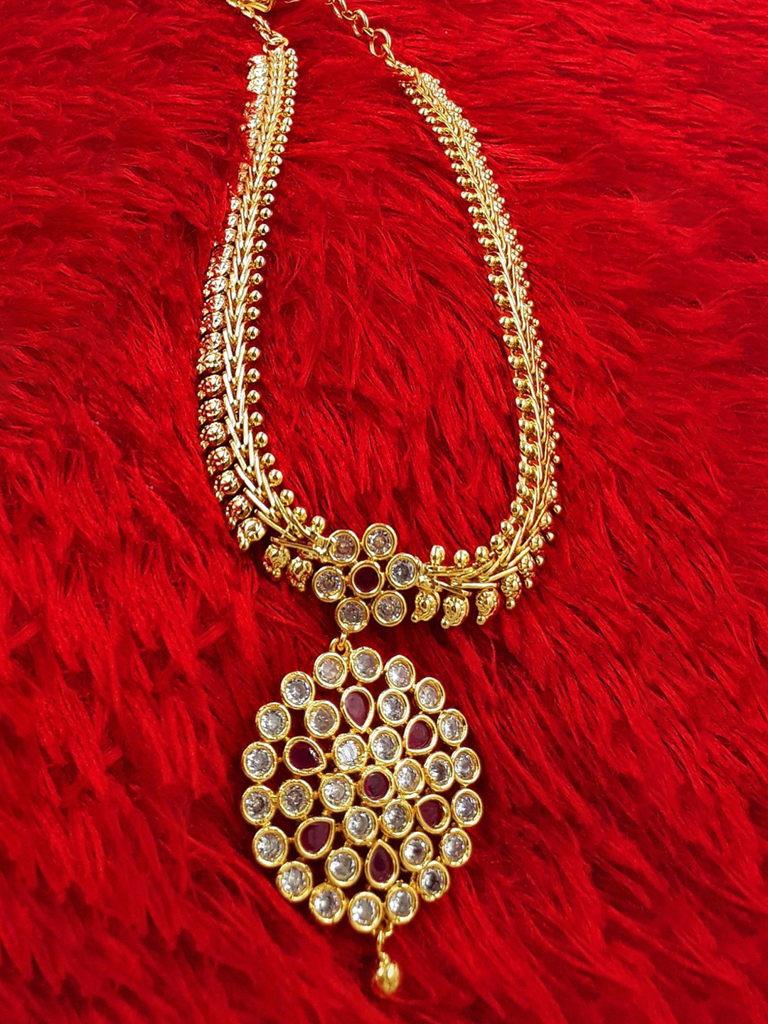 

Anujeet Fashion Hub Gold-Plated American Diamond Necklace