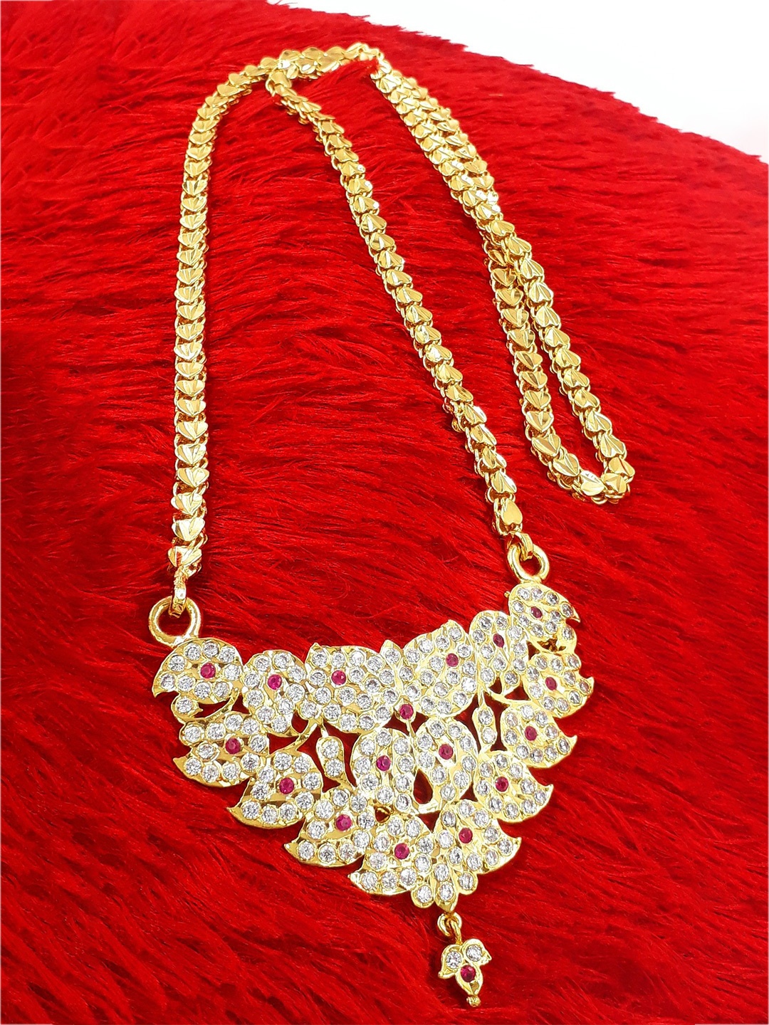 

Anujeet Fashion Hub Gold-Plated American Diamond Studded Necklace