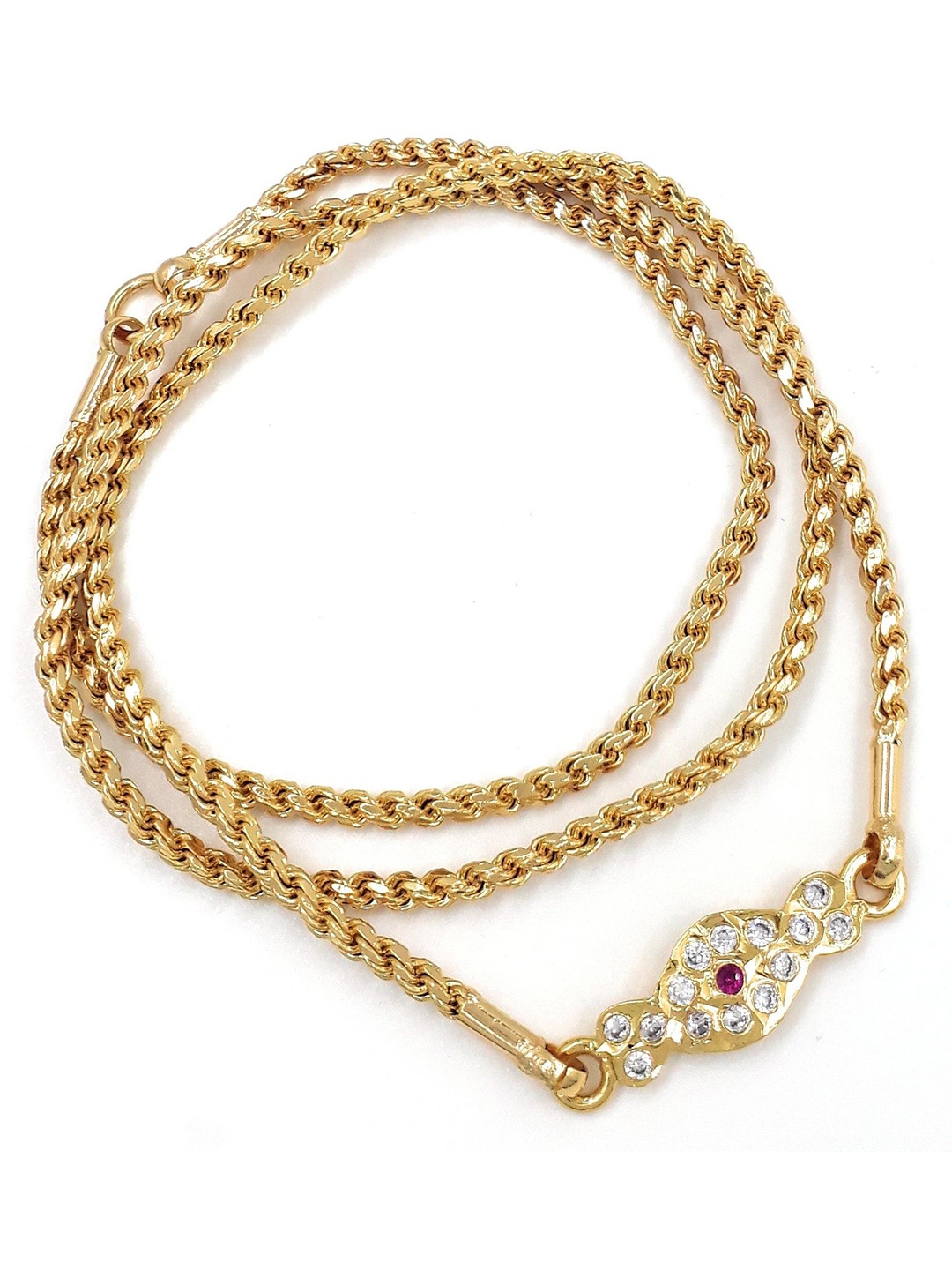 

Anujeet Fashion Hub Gold-Plated American Diamond Minimal Chain