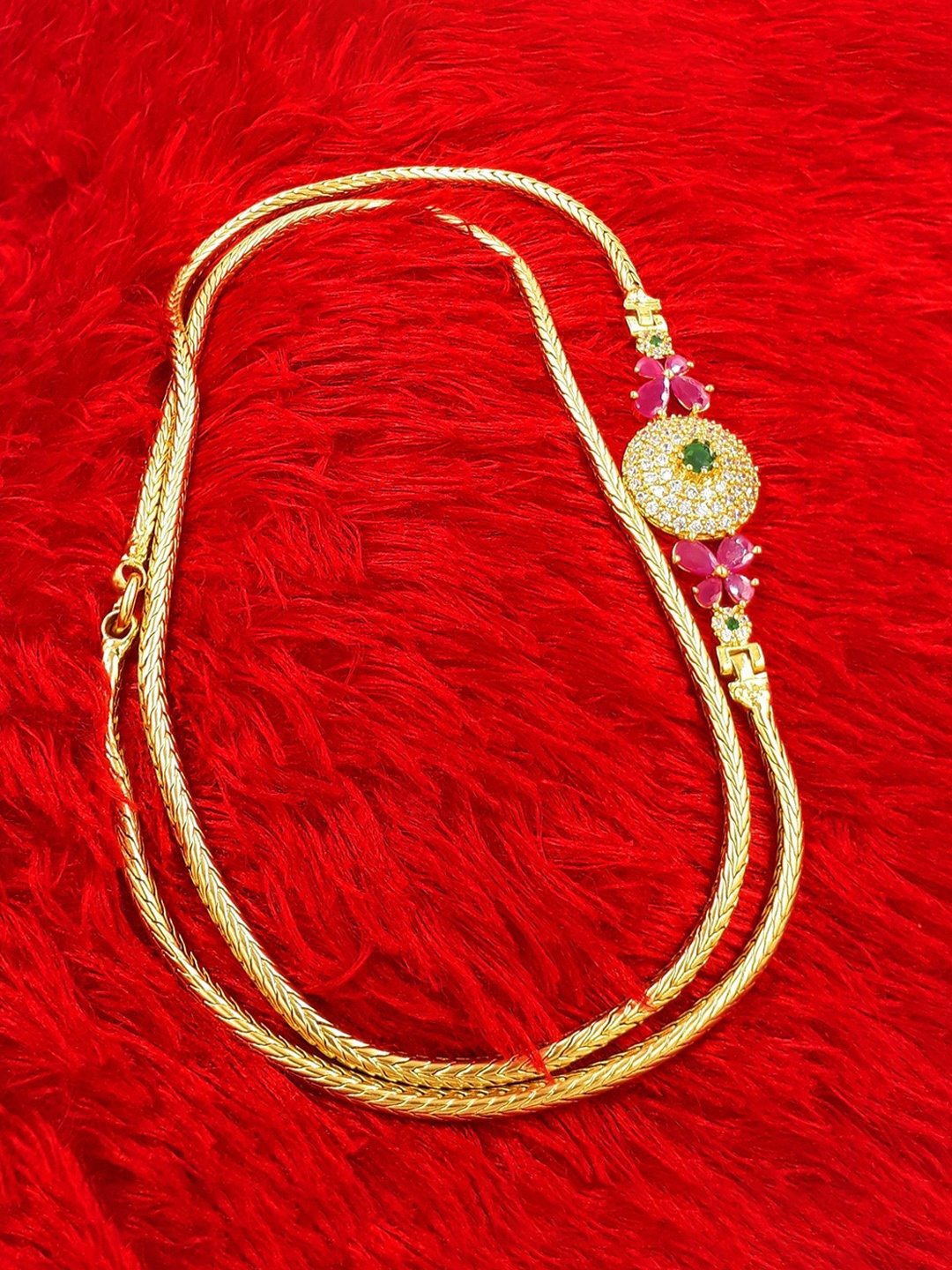 

Anujeet Fashion Hub Gold-Plated American Diamond Chain