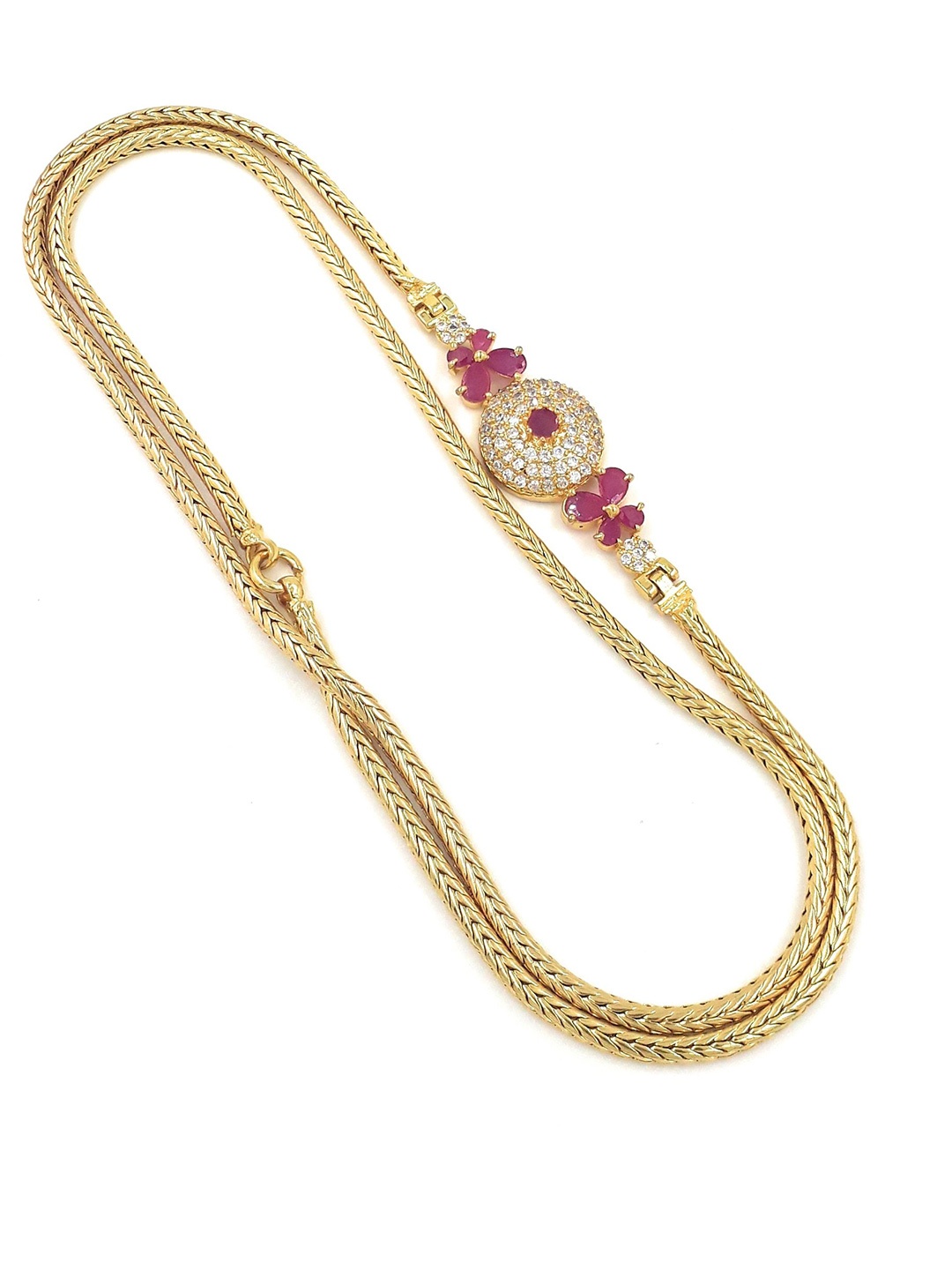 

Anujeet Fashion Hub Gold-Plated American Diamond Chain