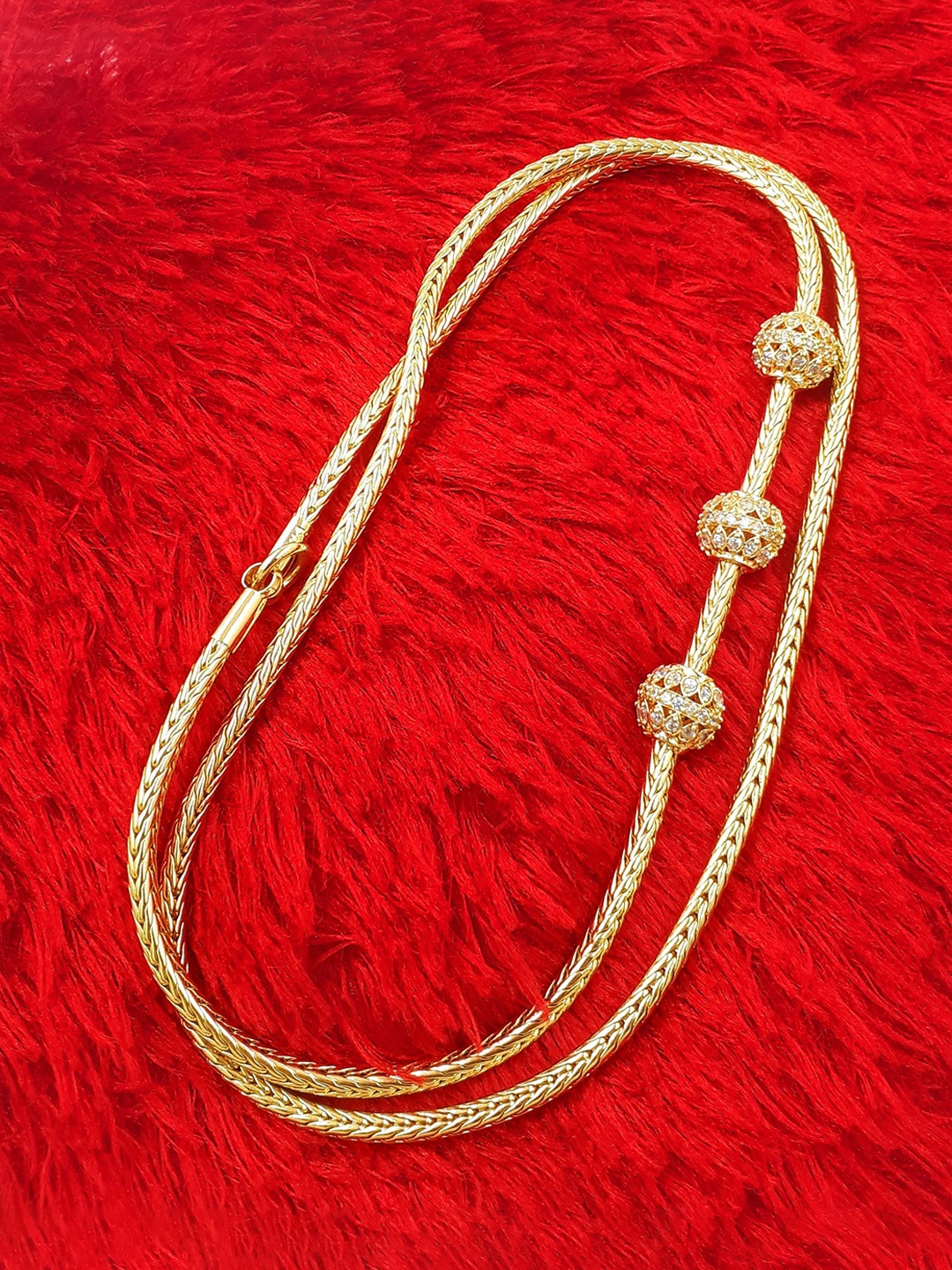 

Anujeet Fashion Hub Gold-Plated American Diamond Chain