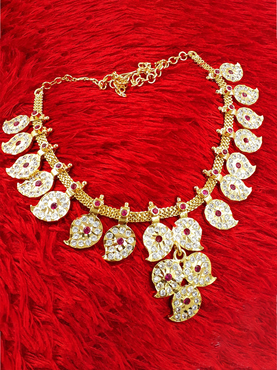 

Anujeet Fashion Hub Gold-Plated AD Studded Mango Dollar Necklace