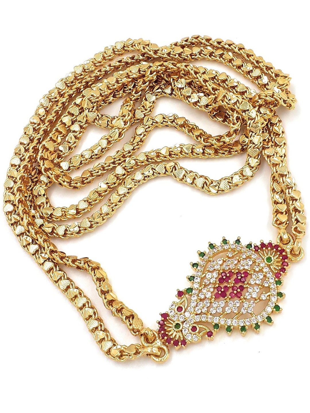 

Anujeet Fashion Hub Gold-Plated American Diamond Minimal Chain