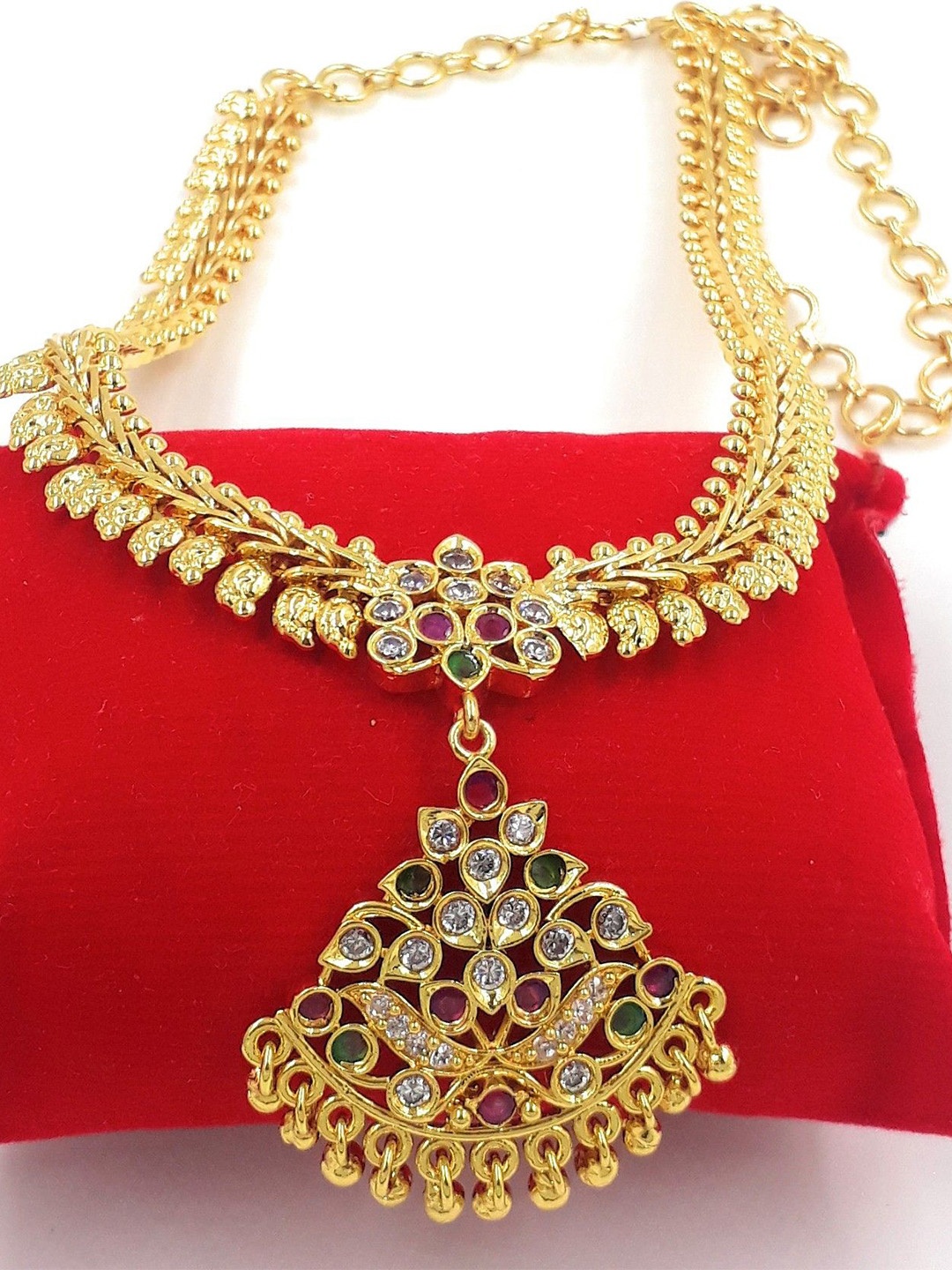 

Anujeet Fashion Hub Gold-Plated AD Studded Fance Dollar Necklace