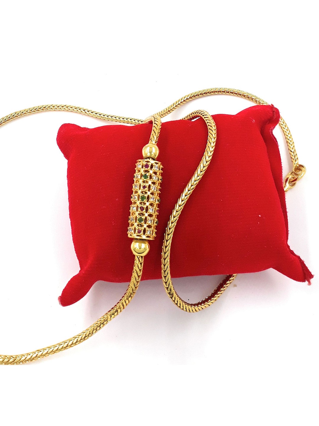 

Anujeet Fashion Hub Gold-Plated American Diamond Minimal Chain