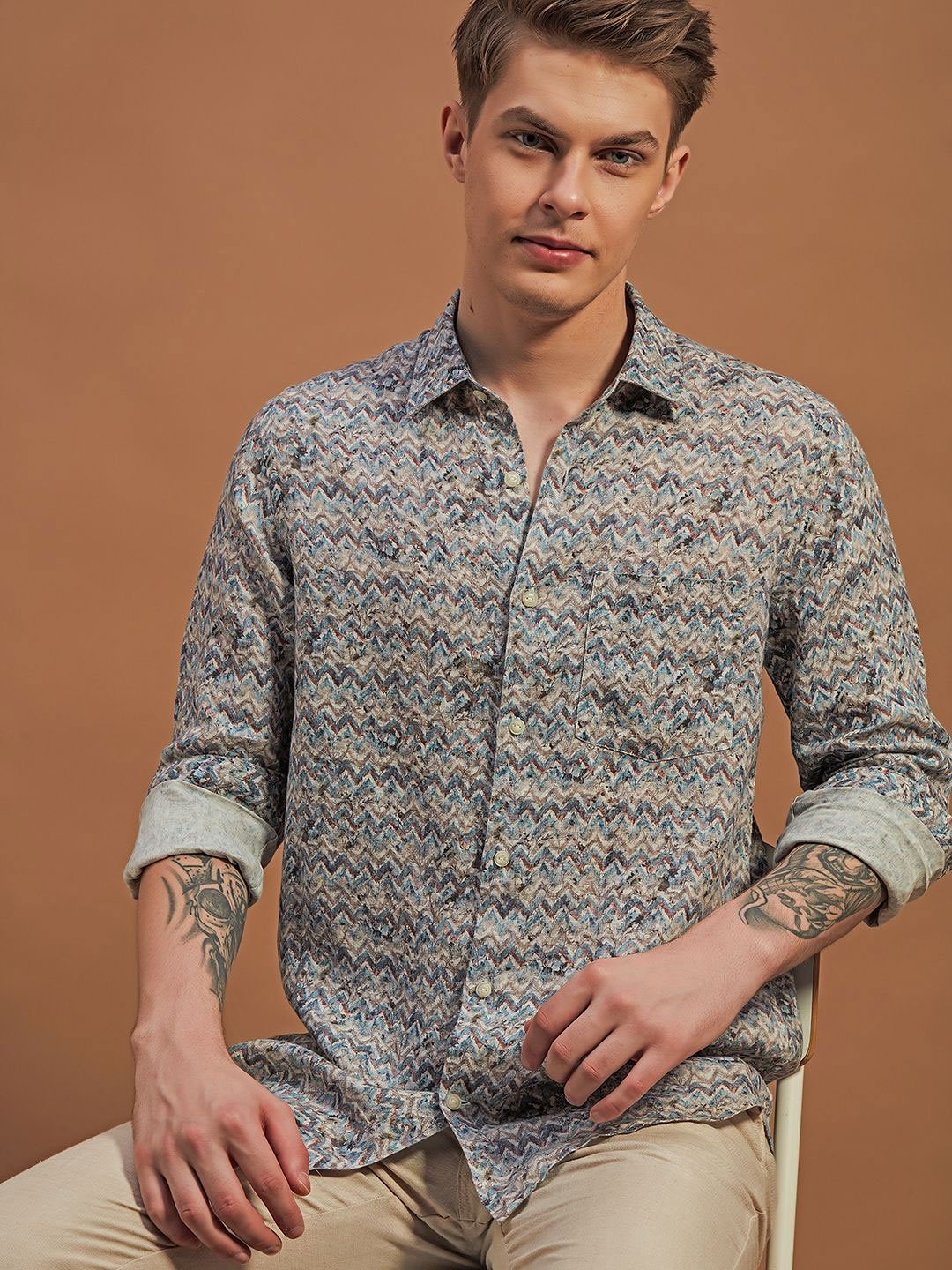 

THINC Men Delight Linen Regular Fit Shirt, Off white