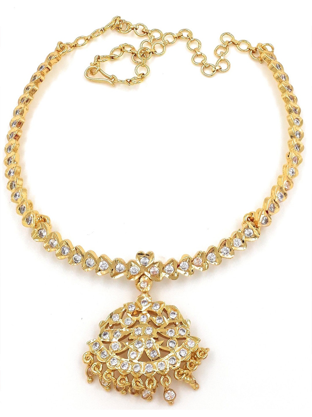 

Anujeet Fashion Hub Gold-Plated American Diamond Necklace