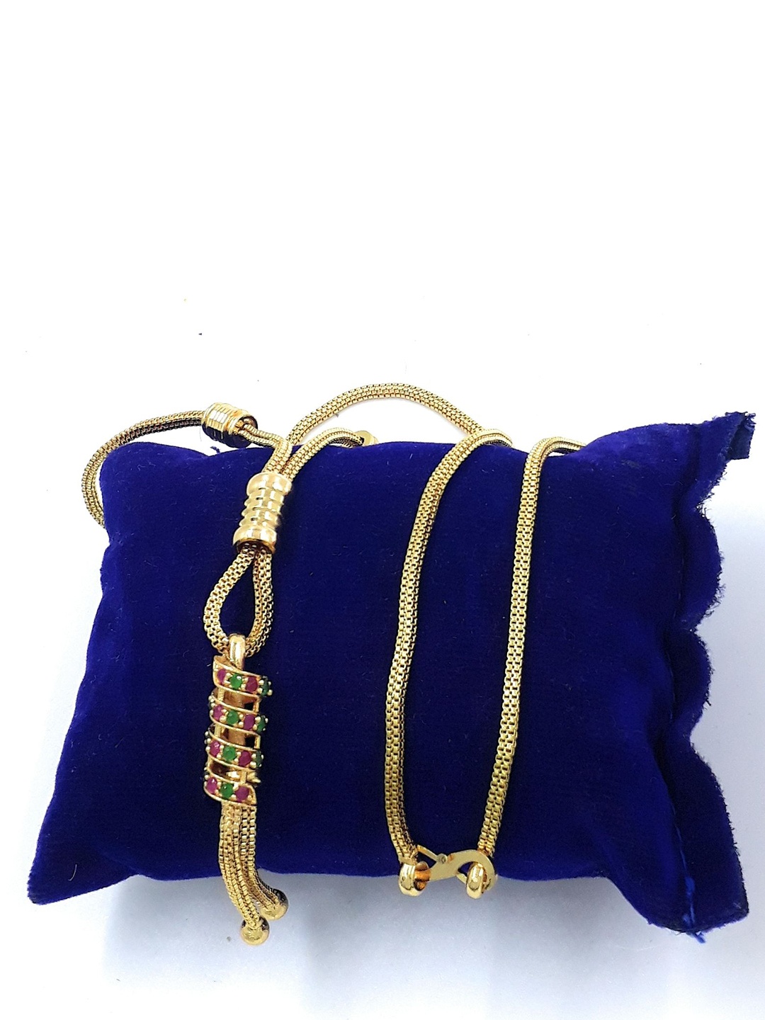 

Anujeet Fashion Hub Gold-Plated AD Studded Ball Chain Dollar Necklace