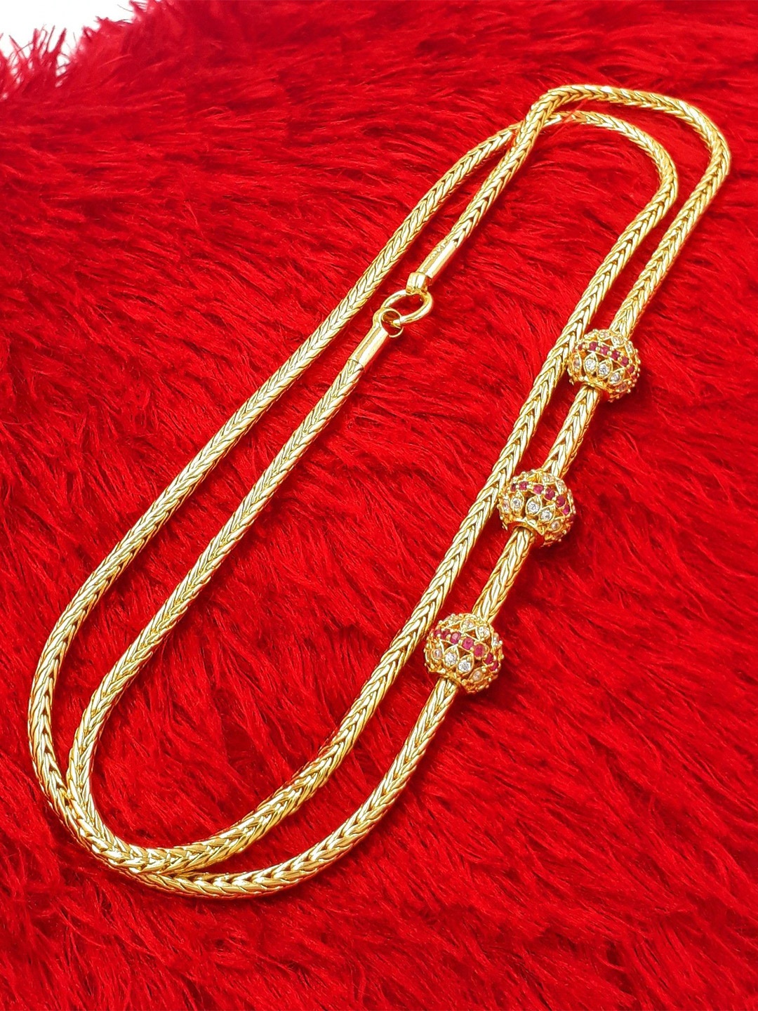 

Anujeet Fashion Hub Gold-Plated American Diamond Necklace