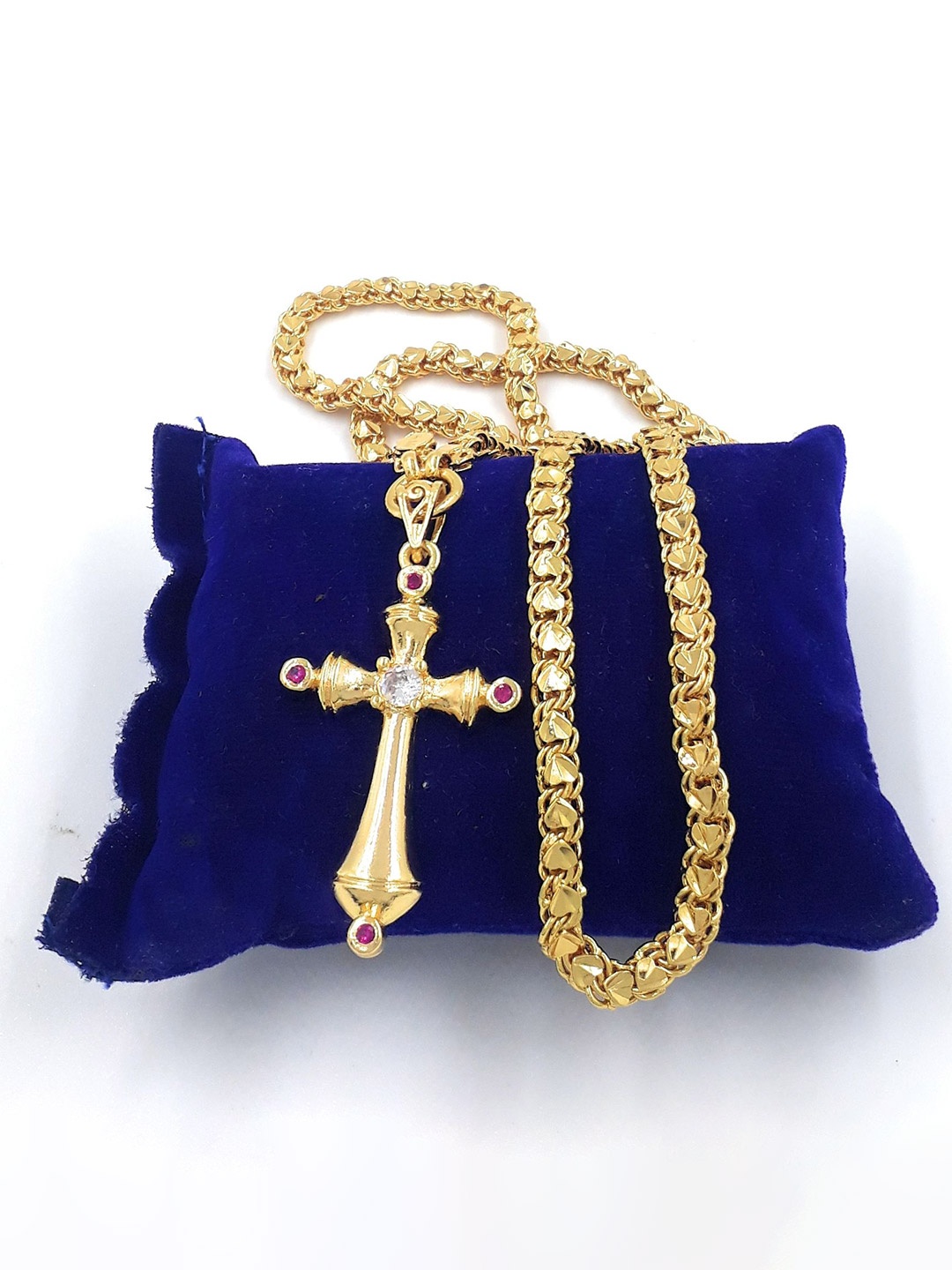 

Anujeet Fashion Hub Gold-Plated AD Studded Cross Dollar Chain