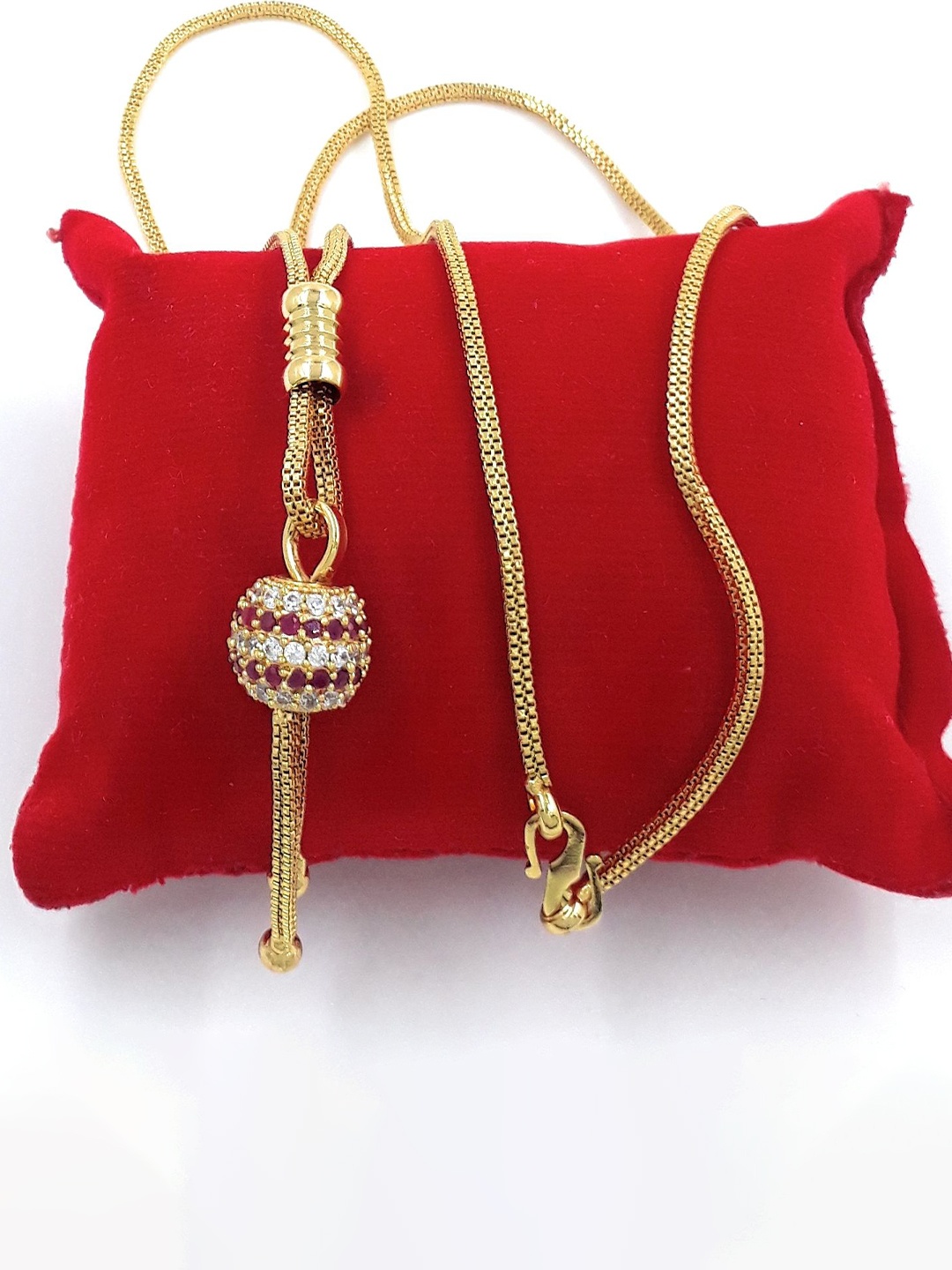 

Anujeet Fashion Hub Gold-Plated American Diamond Chain