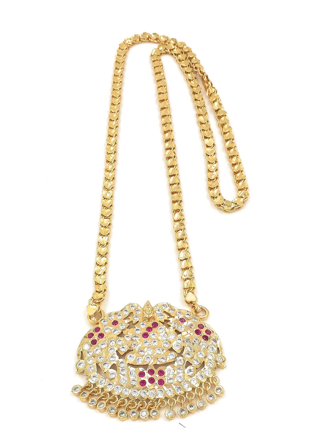 

Anujeet Fashion Hub Gold-Plated AD Studded Lakshmi Dollar Necklace