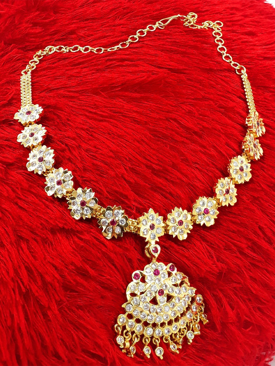 

Anujeet Fashion Hub Gold-Plated American Diamond Necklace