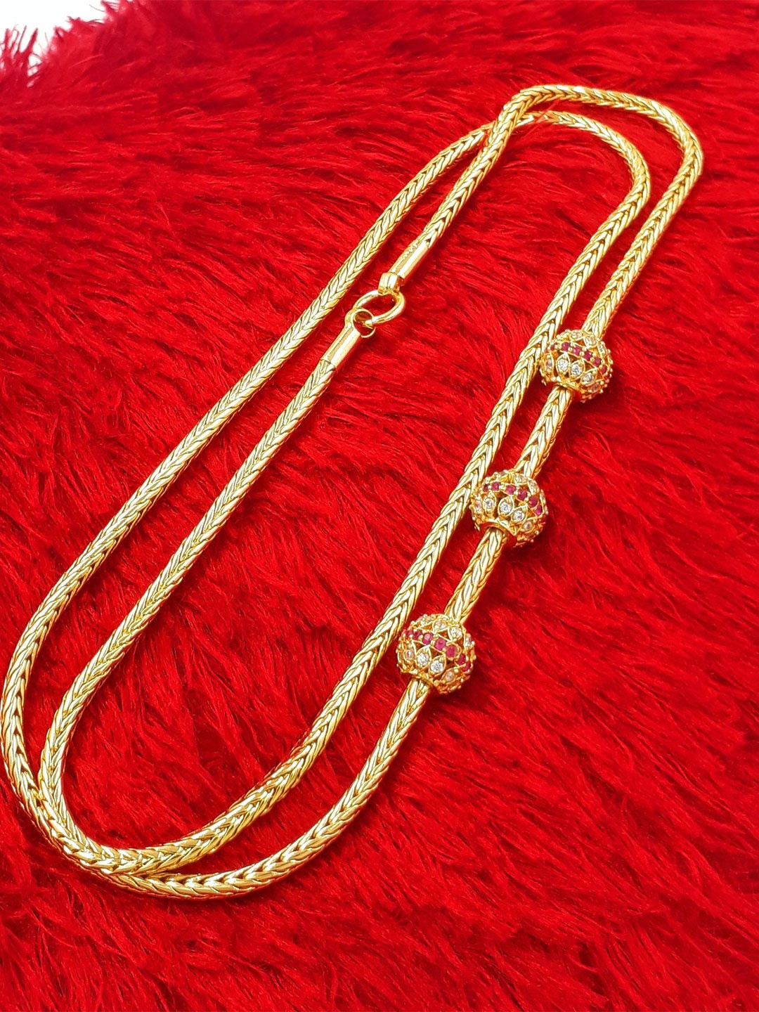 

Anujeet Fashion Hub Gold Plated American Diamond Studded Statement Chain