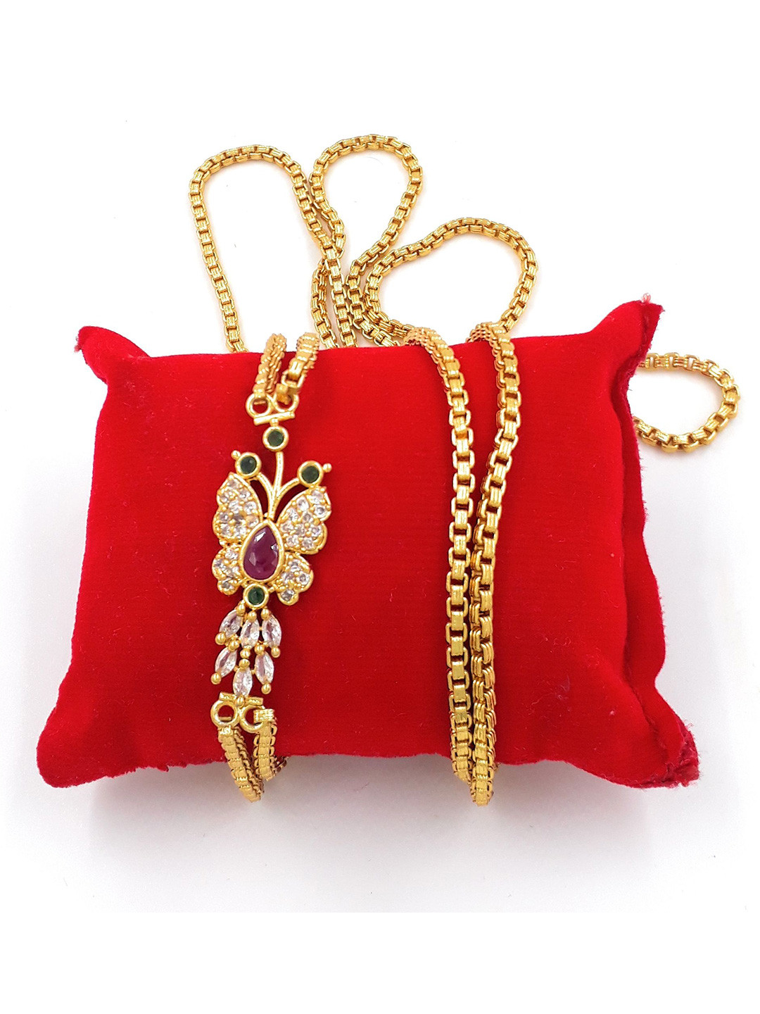 

Anujeet Fashion Hub Gold-Plated American Diamond Chain