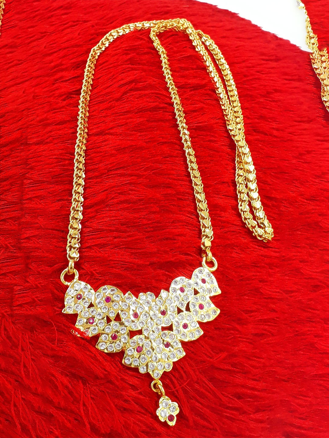 

Anujeet Fashion Hub Gold-Plated American Diamond Studded Necklace