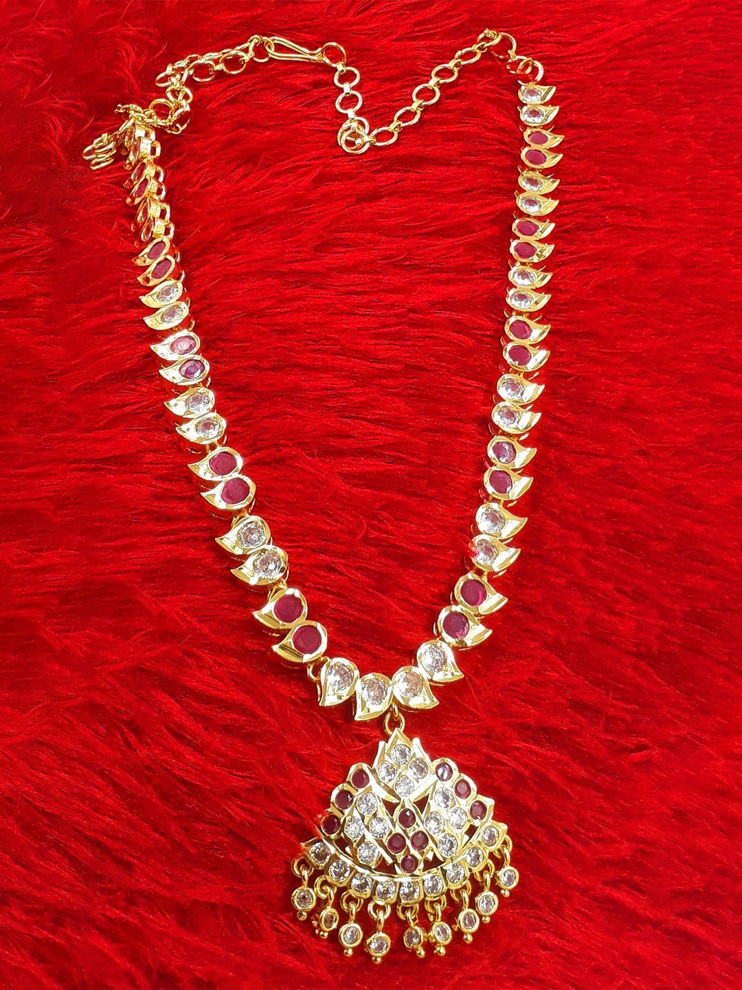 

Anujeet Fashion Hub Gold-Plated American Diamond Necklace