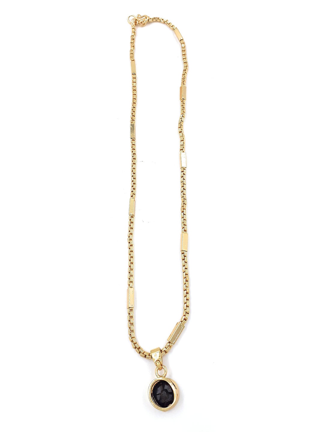 

Anujeet Fashion Hub Gold-Plated Oval Pendants With Chains, Black