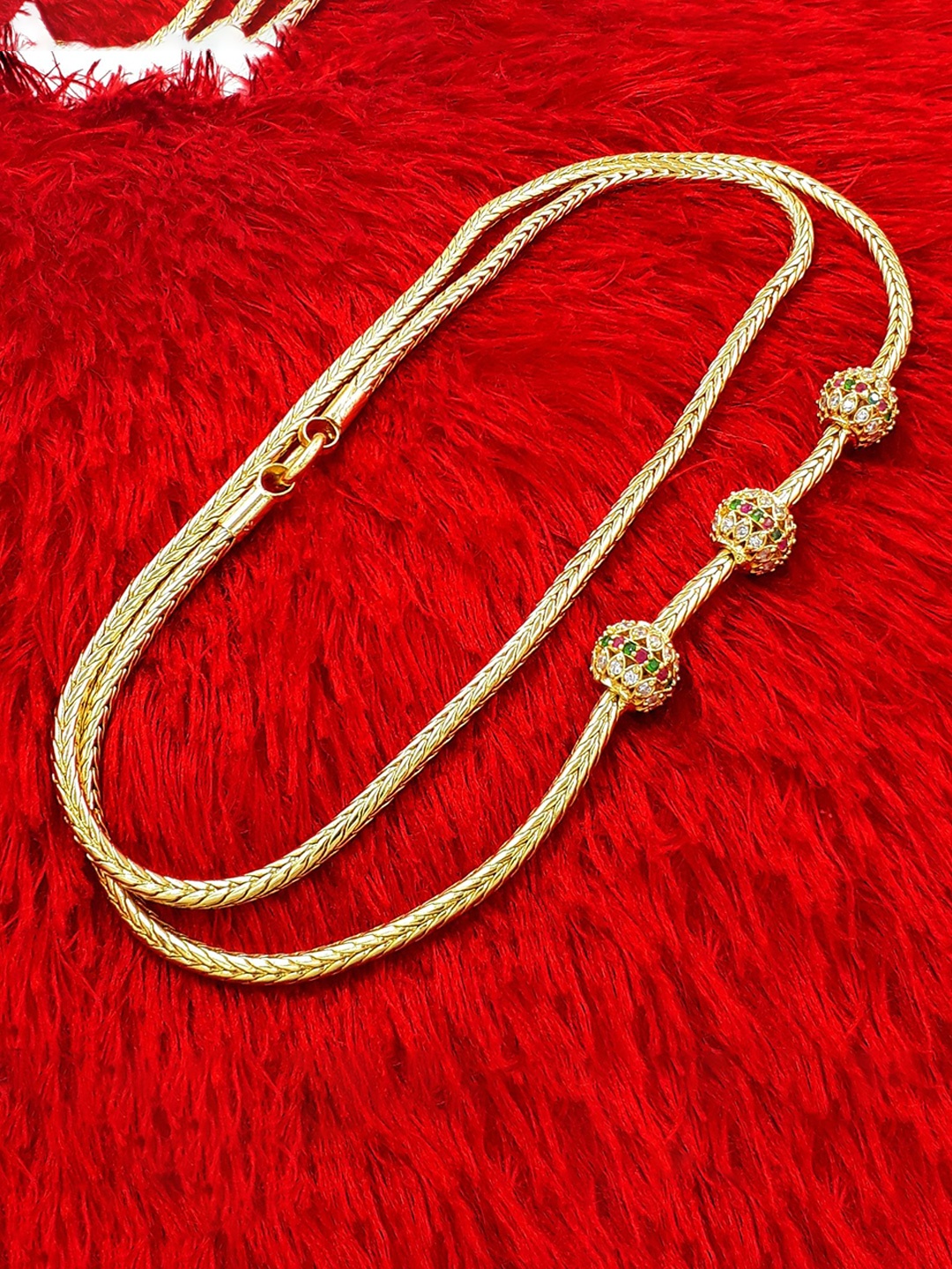 

Anujeet Fashion Hub Gold-Plated American Diamond Chain