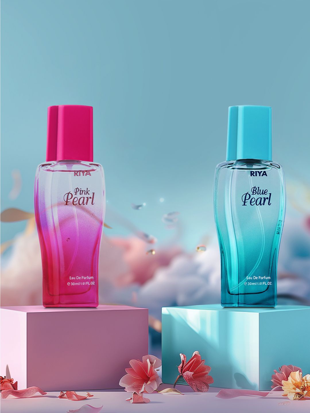 

RIYA Pink & Blue Pearl Set Of 2 Long Lasting Eau De Perfume - 30 ml Each