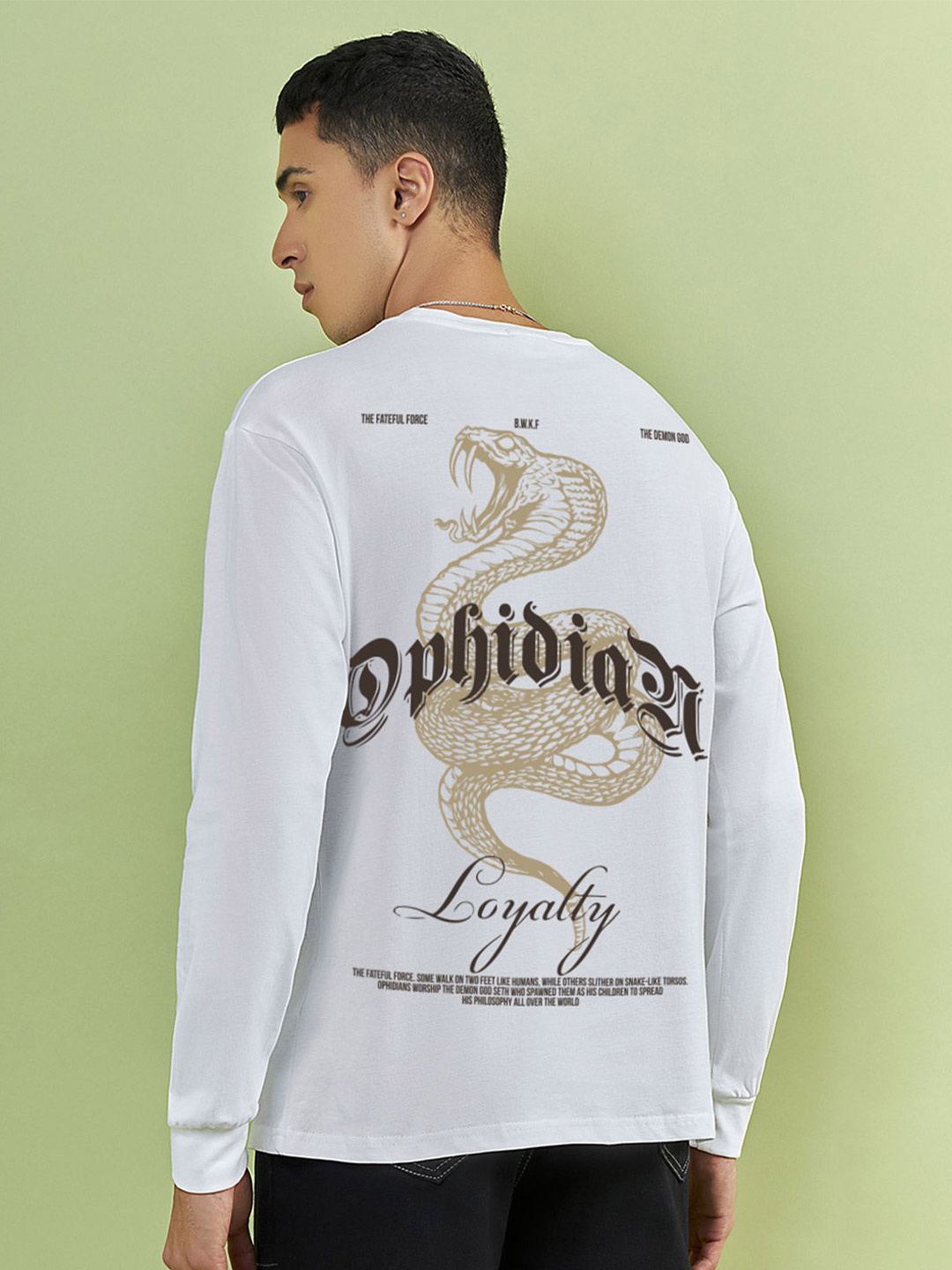 

Bewakoof Men Typography Printed Round Neck Cotton Oversized T-shirt, White