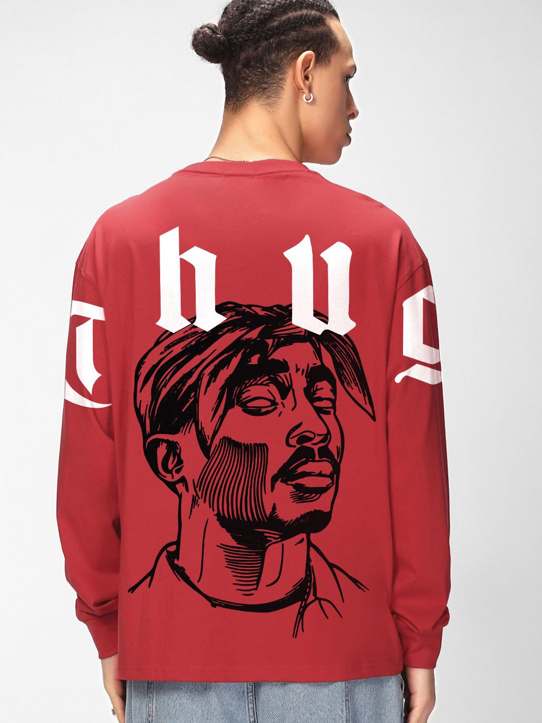 

Bewakoof Pure Cotton Typography Printed Round Neck Oversized T-shirt, Red