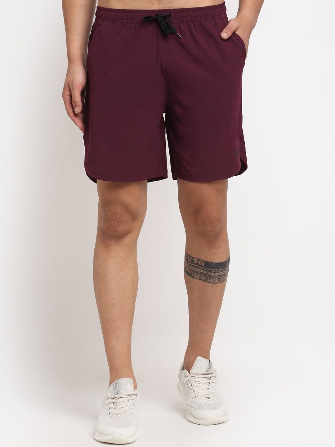 

Invincible Men Rapid-Dry Mid-Rise Sports Shorts, Maroon
