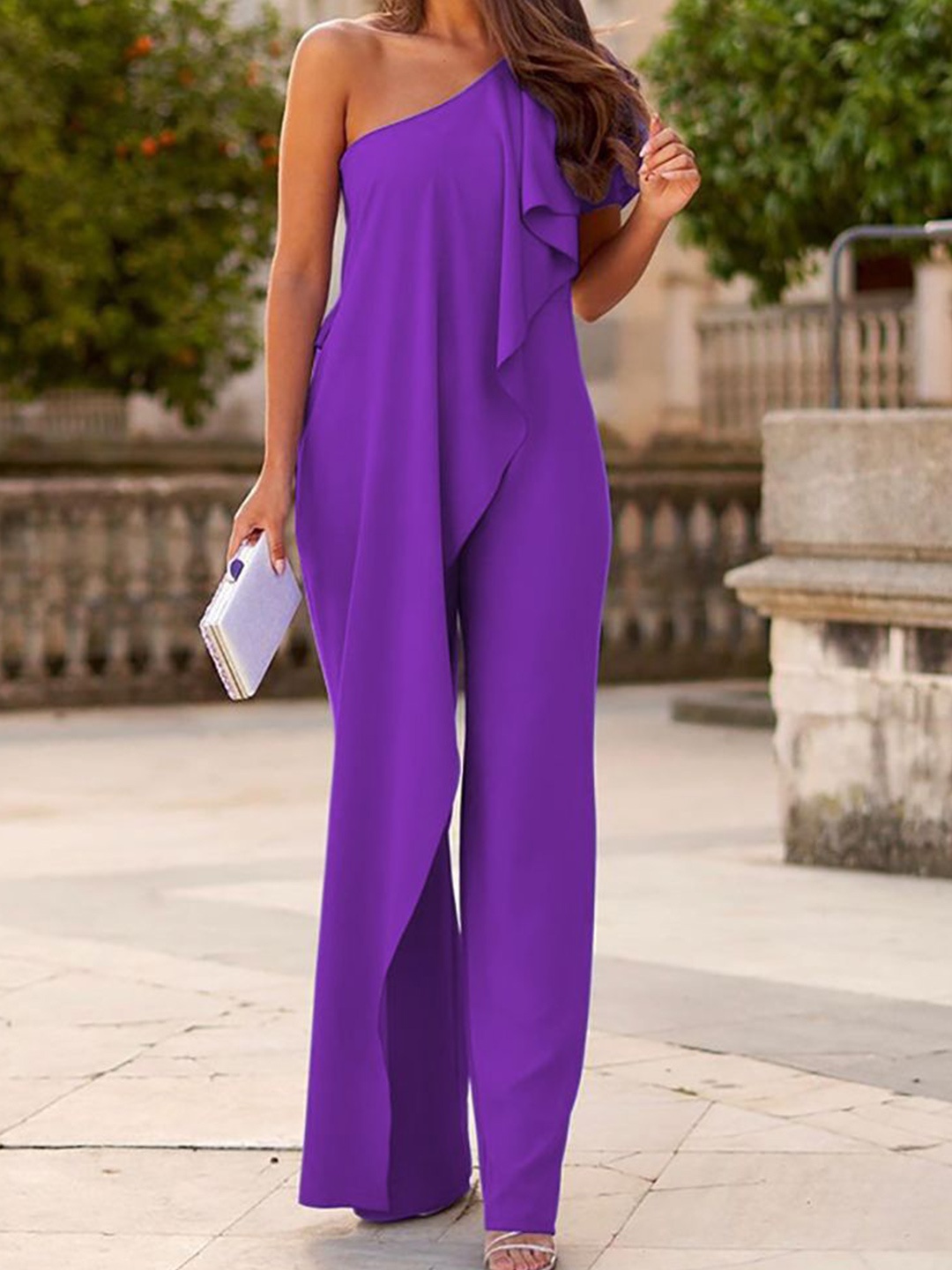 

StyleCast x Revolte Women Basic Jumpsuit with Ruffles, Purple