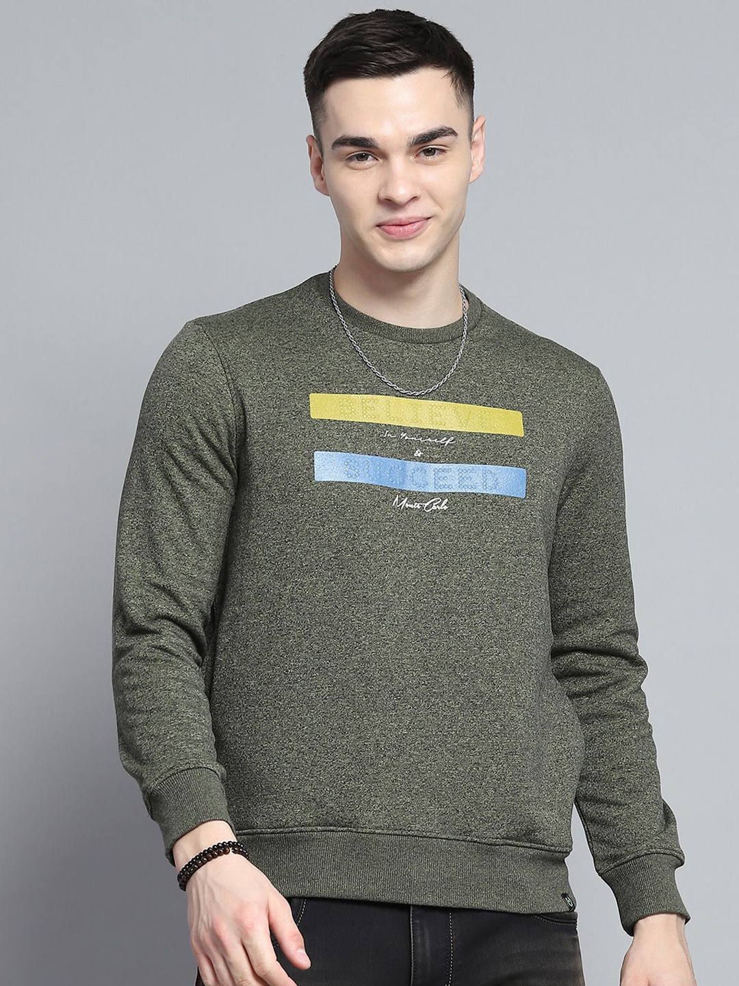 

Monte Carlo Men Graphic Printed Cotton Sweatshirt, Green