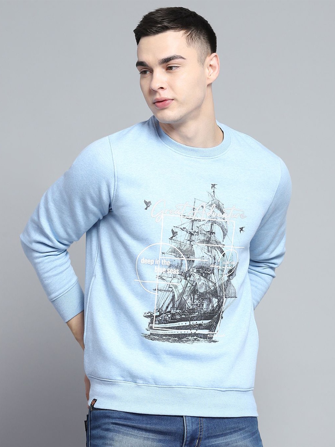 

Monte Carlo Men Cotton Printed Sweatshirt, Blue