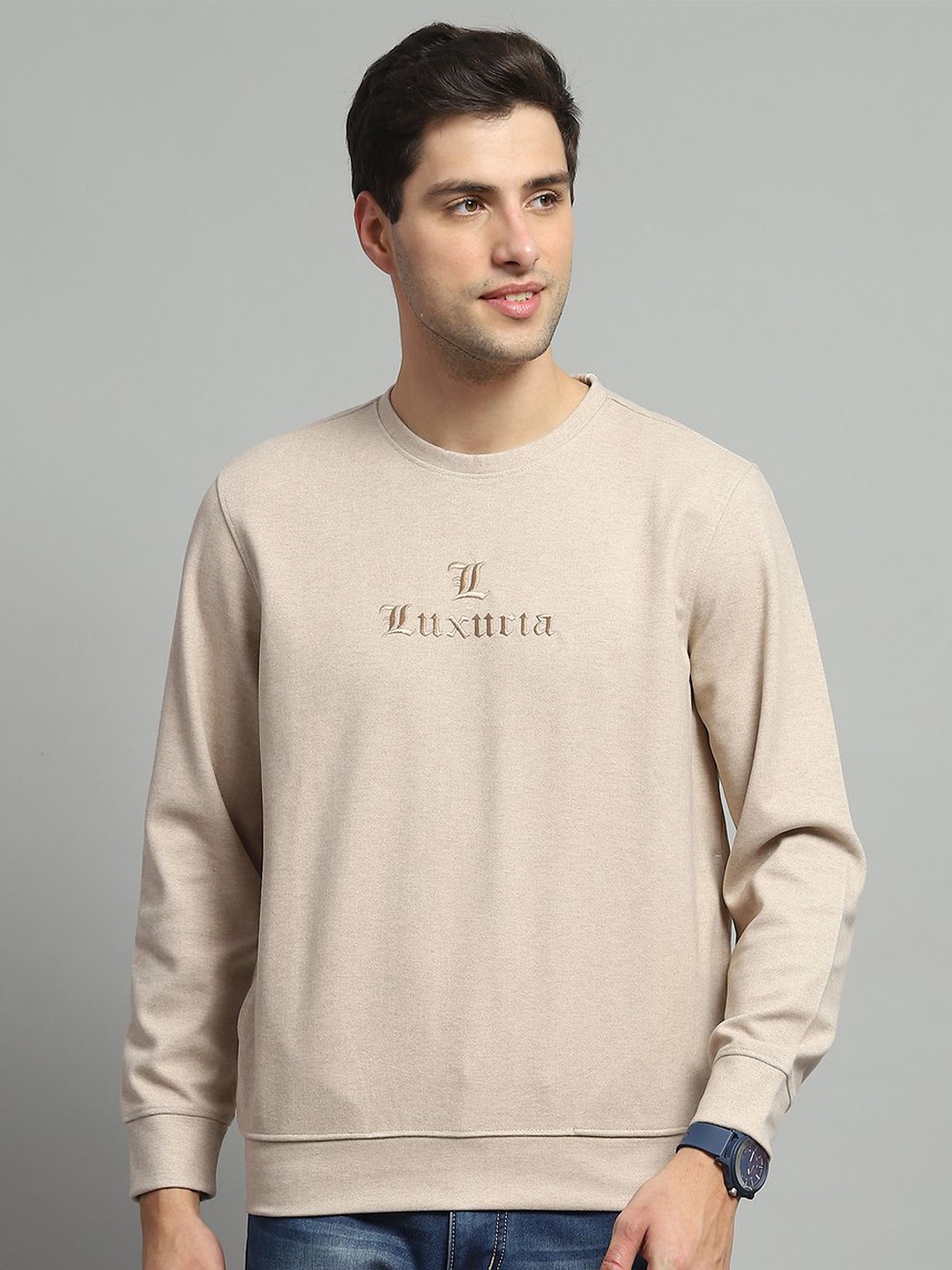 

Monte Carlo Men Round Neck Pullover Sweatshirt, Beige