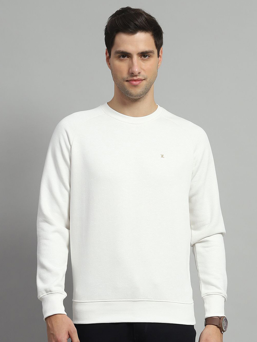 

Monte Carlo Men Self Design Sweatshirt, White