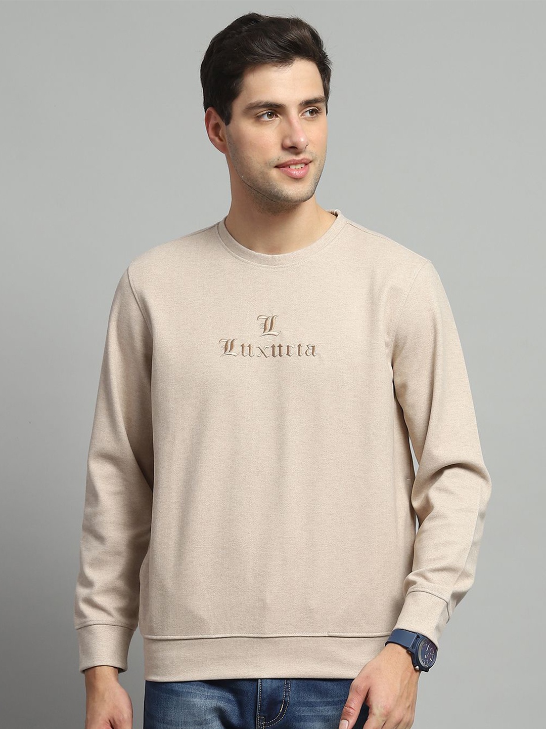 

Monte Carlo Men Self Design Sweatshirt, Beige