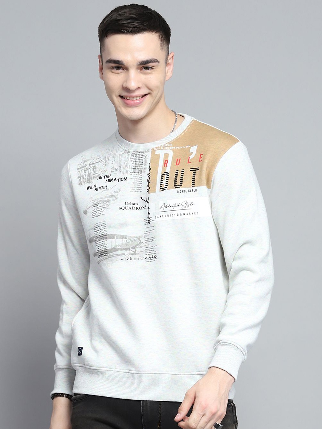

Monte Carlo Men Printed Cotton Sweatshirt, White
