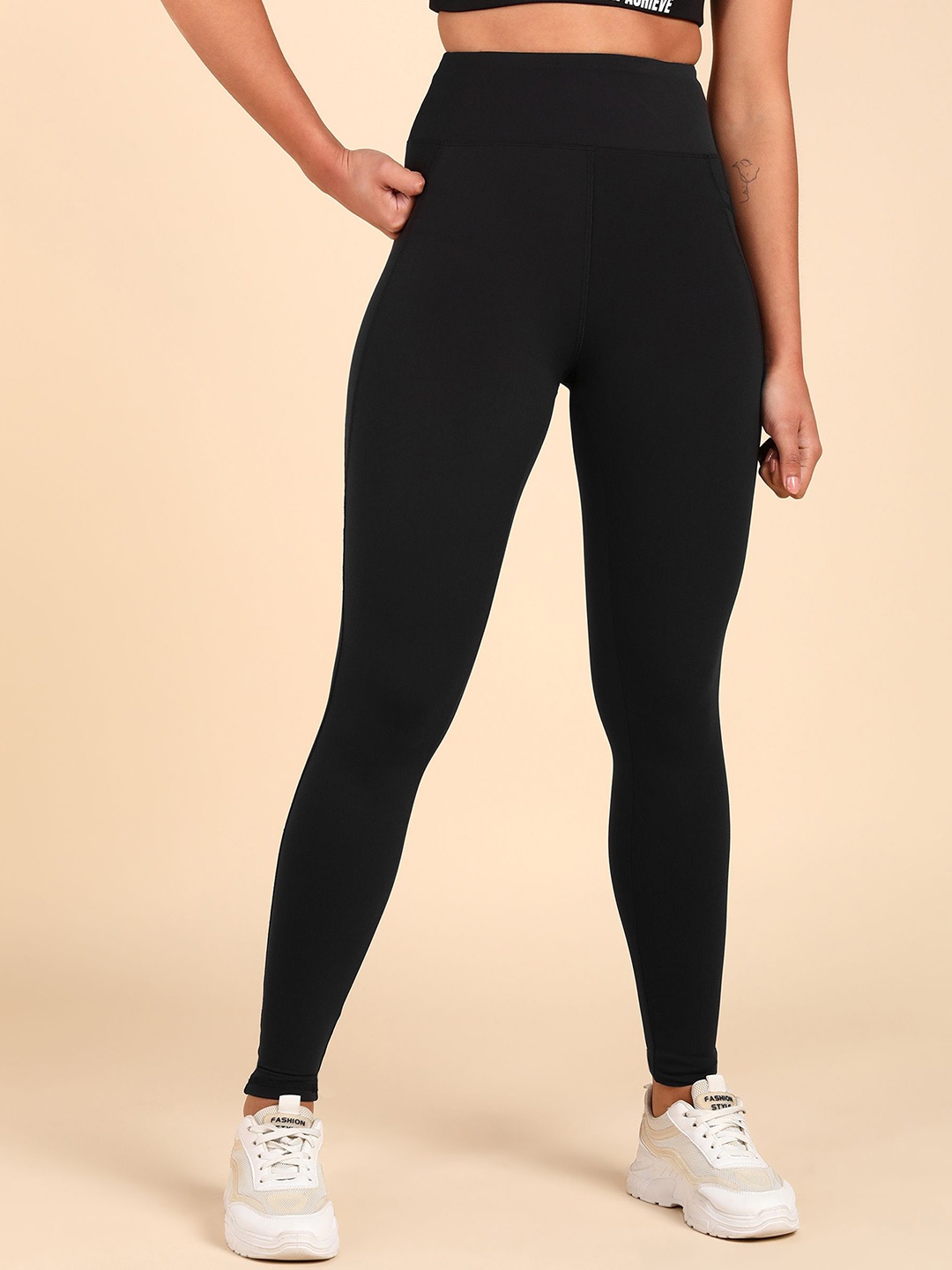 

NEXSTEP Women High Waist Tights With Side Pocket, Black