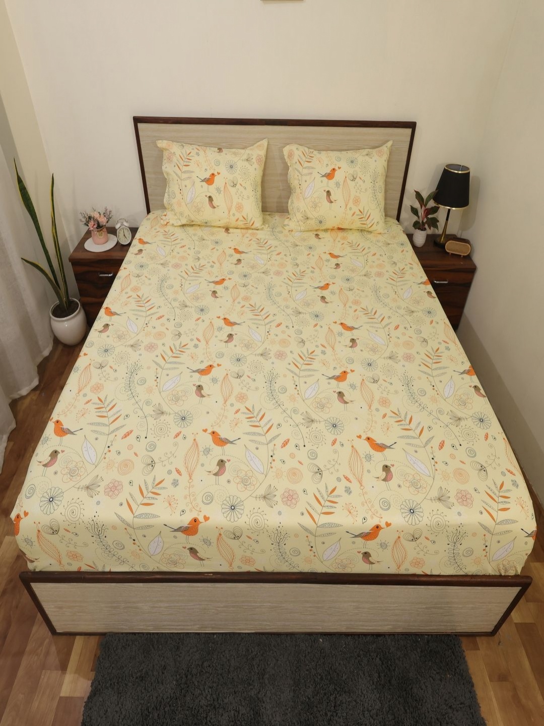 

Bhumi Impex Yellow & Orange Floral Microfiber 144 TC Single Bedsheet Set 1.72 m x 2.28 m