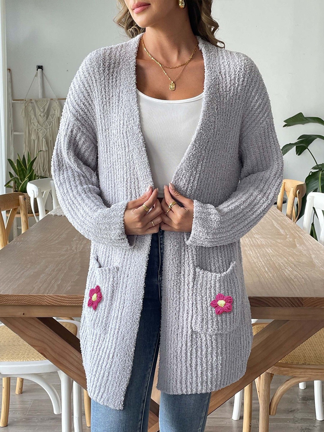 

StyleCast x Revolte Longline Open Front Shrug, Grey