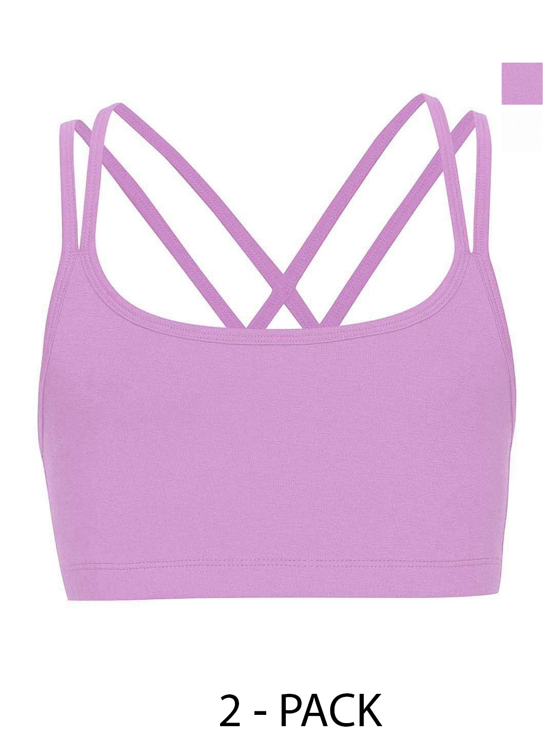 

Charm n Cherish Girls Pack of 2 Full Coverage Seamless Workout Bra, White