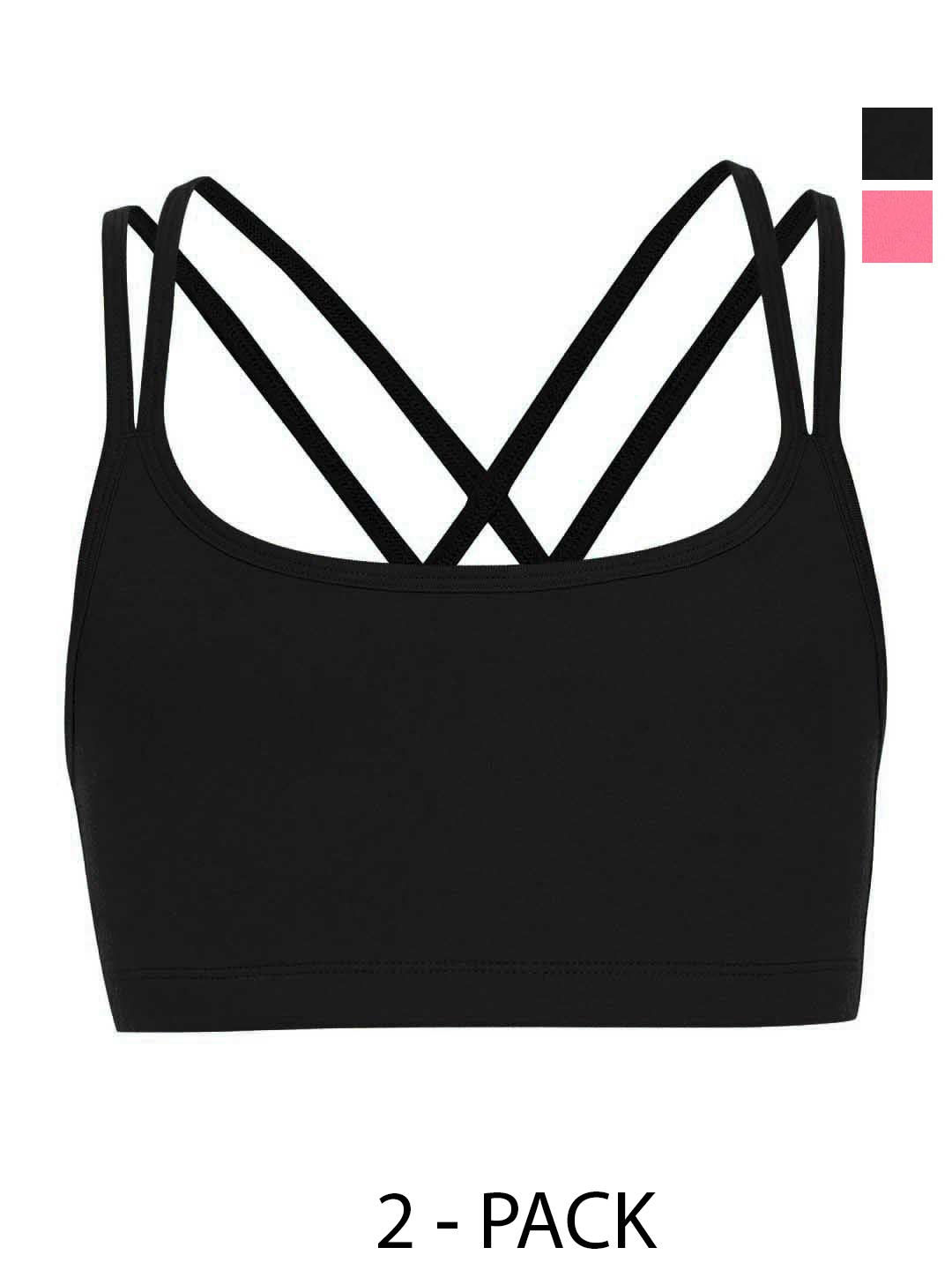 

Charm n Cherish Girls Pack of 2 Full Coverage Sports Bra, Black