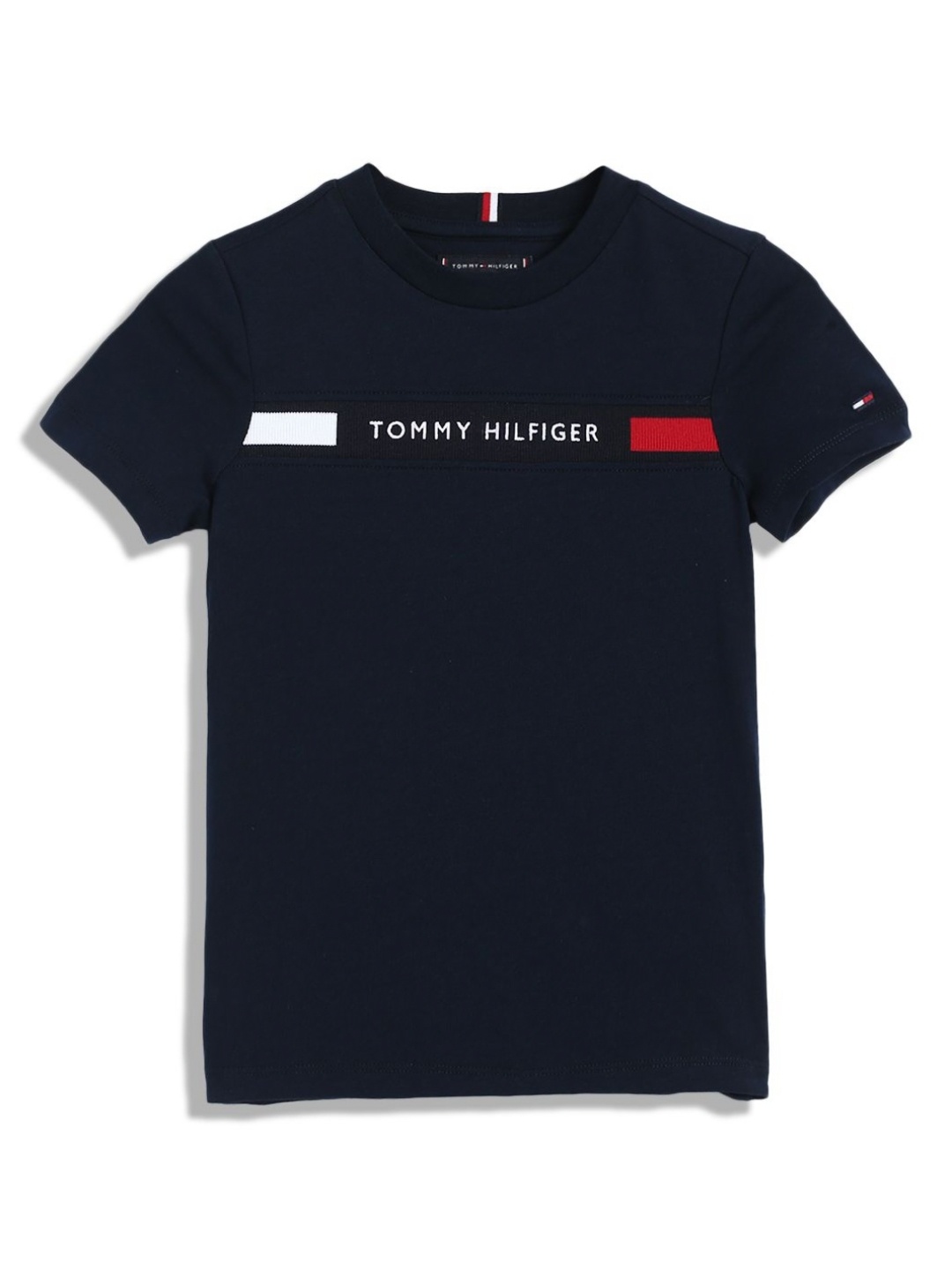 

Tommy Hilfiger Boys Typography Printed Round Neck Cotton T-shirt, Navy blue