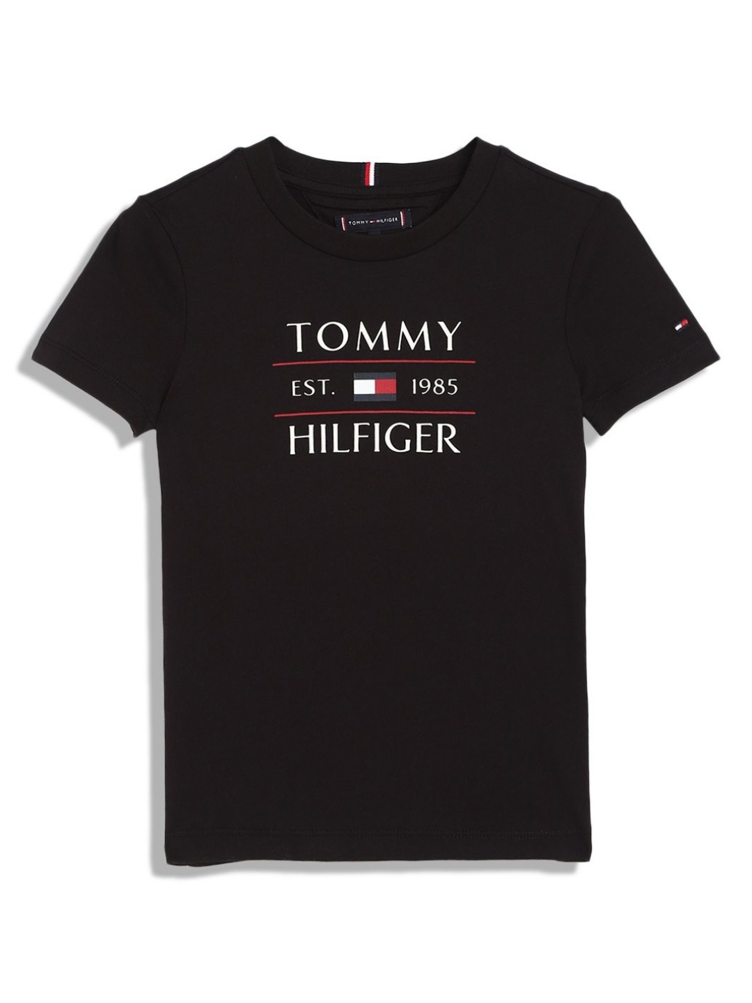 

Tommy Hilfiger Boys Typography Printed Round Neck Cotton T-shirt, Black