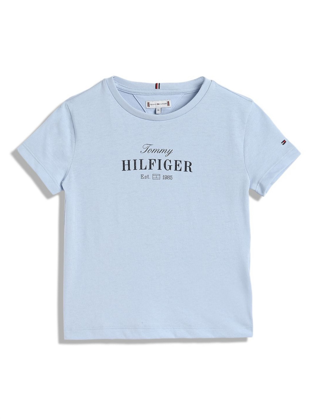 

Tommy Hilfiger Girls Graphic Printed Round Neck Cotton T-shirt, Blue