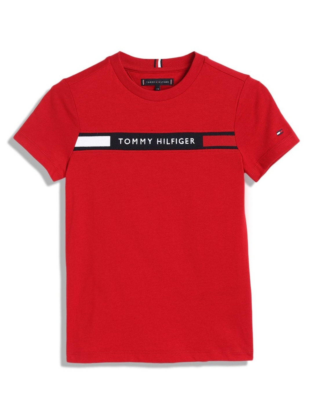 

Tommy Hilfiger Boys Typography Printed Round Neck Cotton T-shirt, Red